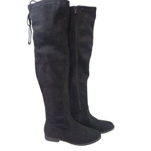 Winsor Womens Black Over-The-Knee Boots With Zipper & Lace-Up Size 6